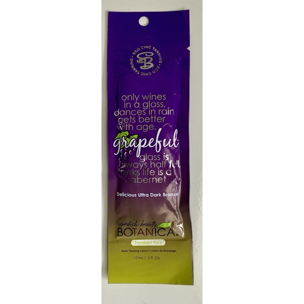 Swedish Beauty Botanica Grapeful Dark Bronzer Tan Tanner Tanning Bed Lotion .5oz